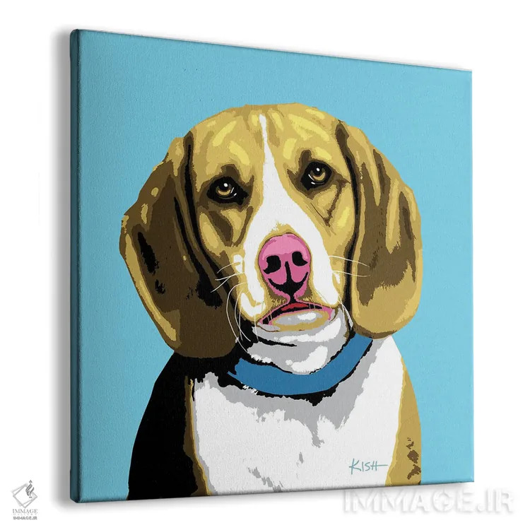 تابلو بیگل آبی ووفهول (بازی با وارهول و سگ) اثر گرچن کیش سرانو - نمای پرسپکتیو محصول