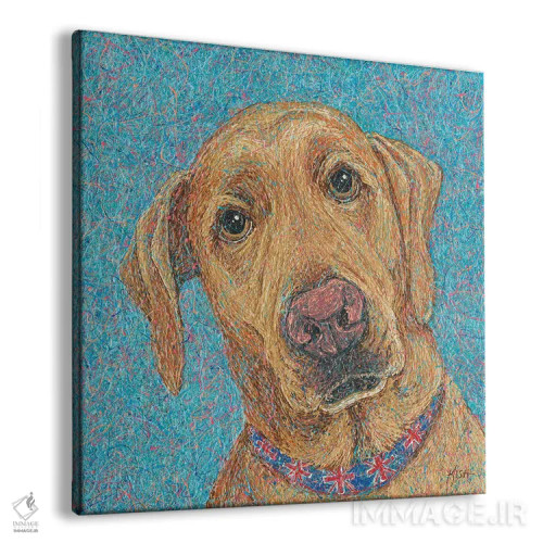 تابلو لبرادور روباهی قرمز قطرهای (به سبک Drip Art) اثر گرچن کیش سرانو - نمای پرسپکتیو محصول