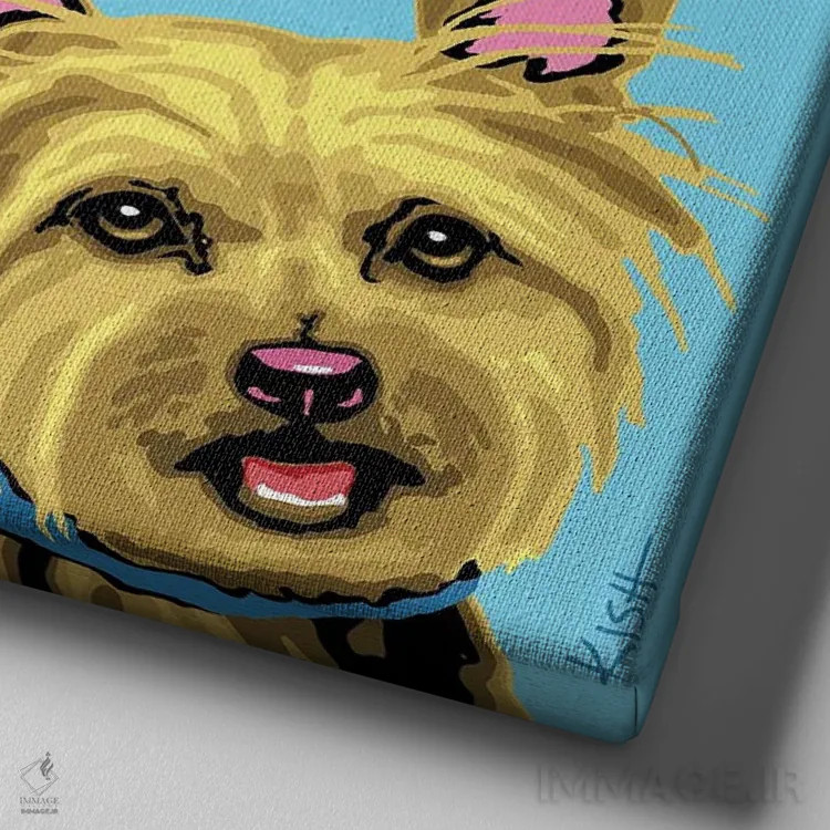 تابلو چهار یورکی ووفهول (بازی با وارهول و صدای سگ) اثر گرچن کیش سرانو - نمای نزدیک بافت بوم