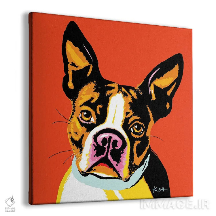 تابلو بوستون تریر نارنجی ووفهول (بازی با وارهول) اثر گرچن کیش سرانو - نمای پرسپکتیو محصول