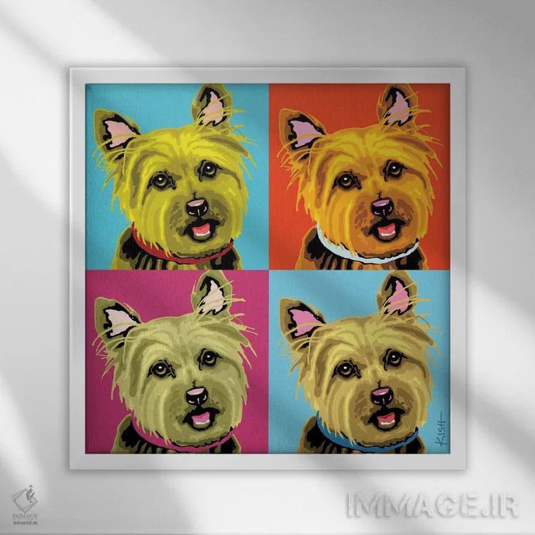 تابلو چهار یورکی ووفهول (بازی با وارهول و صدای سگ) اثر گرچن کیش سرانو - نمای قابدار سفید