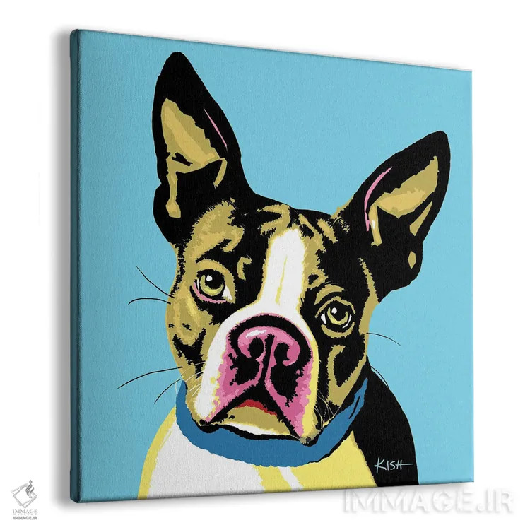 تابلو بوستون تریر آبی ووفهول (بازی با وارهول) اثر گرچن کیش سرانو - نمای پرسپکتیو محصول