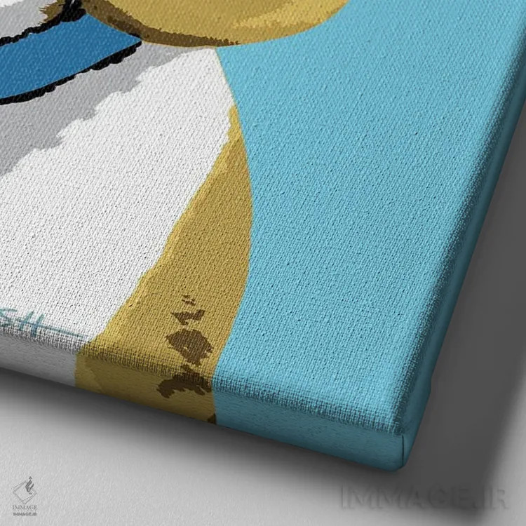 تابلو بیگل آبی ووفهول (بازی با وارهول و سگ) اثر گرچن کیش سرانو - نمای نزدیک بافت بوم