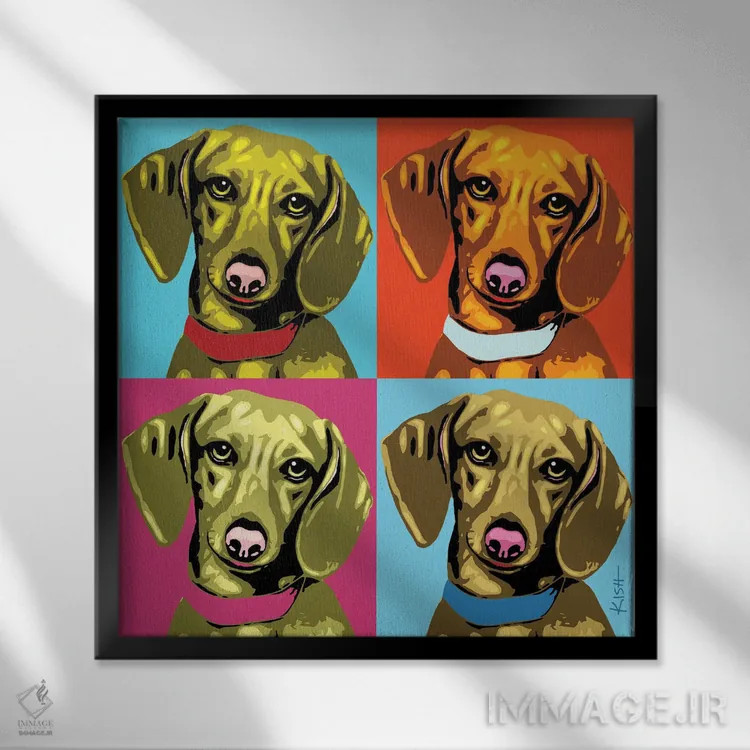 تابلو چهار داشهاند ووفهول (بازی با وارهول و صدای سگ) اثر گرچن کیش سرانو - نمای قابدار مشکی