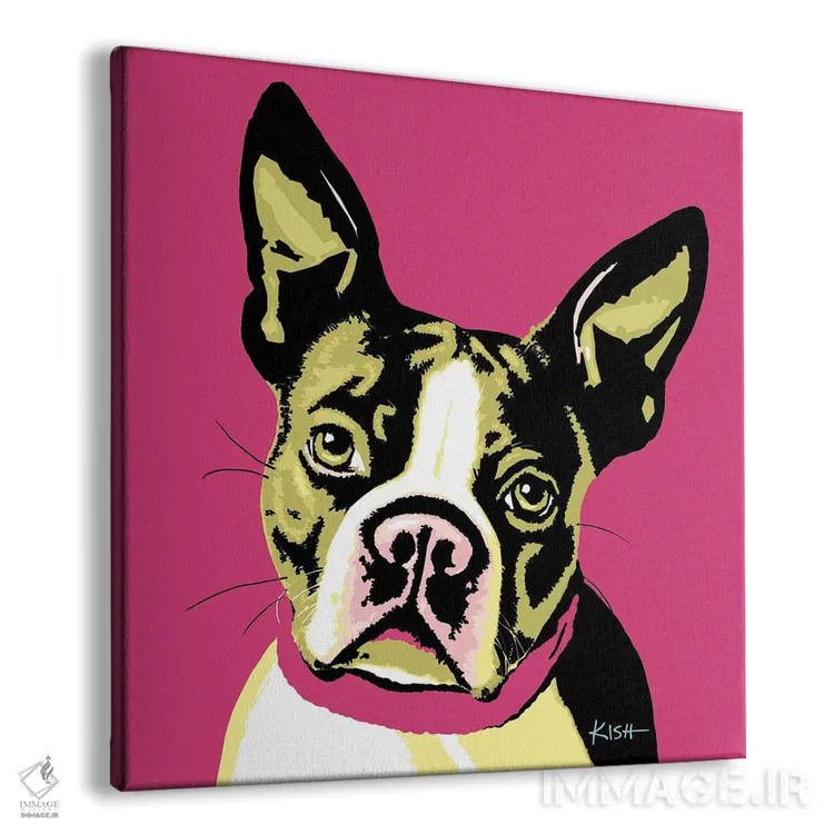 تابلو بوستون تریر صورتی ووفهول (بازی با وارهول) اثر گرچن کیش سرانو - نمای پرسپکتیو محصول