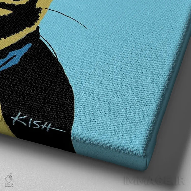 تابلو بوستون تریر آبی ووفهول (بازی با وارهول) اثر گرچن کیش سرانو - نمای نزدیک بافت بوم