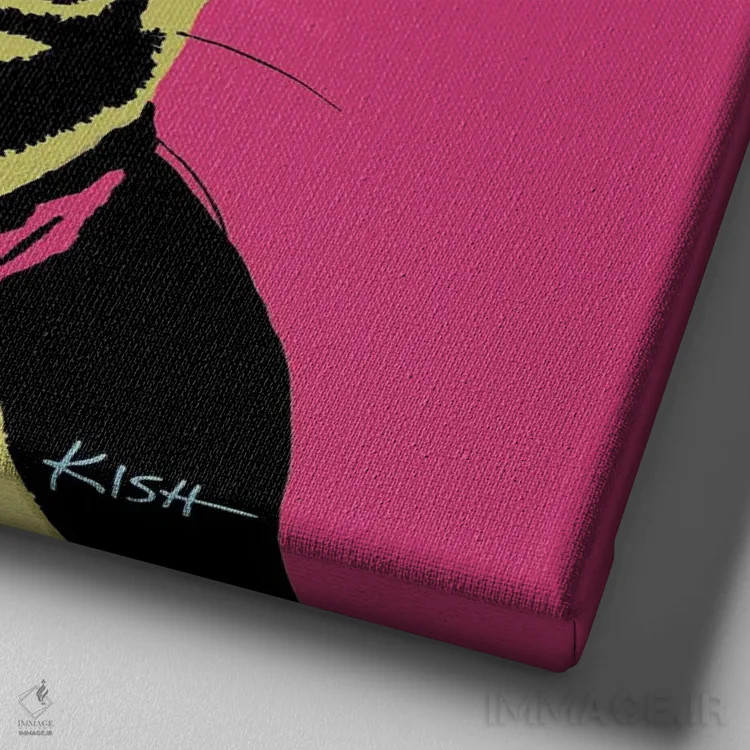 تابلو بوستون تریر صورتی ووفهول (بازی با وارهول) اثر گرچن کیش سرانو - نمای نزدیک بافت بوم