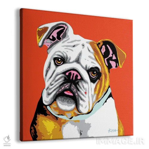 تابلو بولداگ نارنجی ووفهول (بازی با وارهول) اثر گرچن کیش سرانو - نمای پرسپکتیو محصول