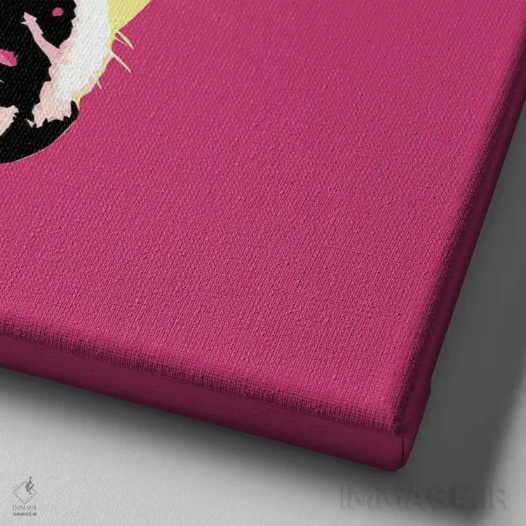 تابلو باکسر صورتی ووفهول (بازی با وارهول) اثر گرچن کیش سرانو - نمای نزدیک بافت بوم