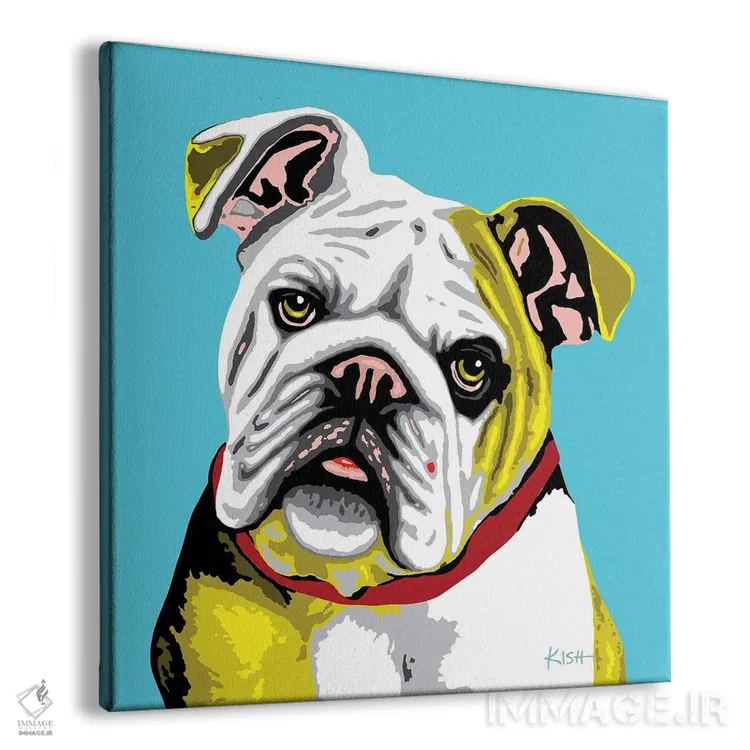 تابلو بولداگ سبزآبی ووفهول (بازی با وارهول) اثر گرچن کیش سرانو - نمای پرسپکتیو محصول