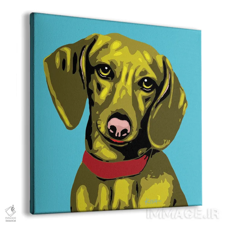 تابلو داشهوند آبی مایل به سبز ووفهول اثر گرچن کیش سرانو - نمای پرسپکتیو محصول