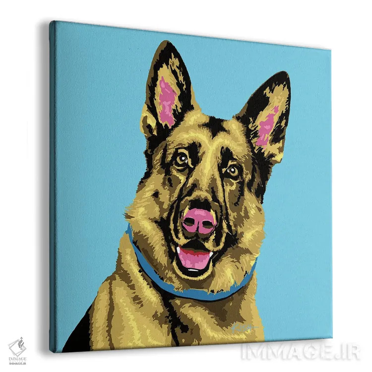 تابلو ژرمن شپرد آبی ووفهول اثر گرچن کیش سرانو - نمای پرسپکتیو محصول