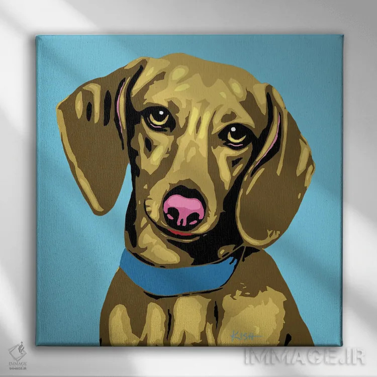 تابلو داشهوند آبی ووفهول اثر گرچن کیش سرانو - نمای روبهرو روی دیوار