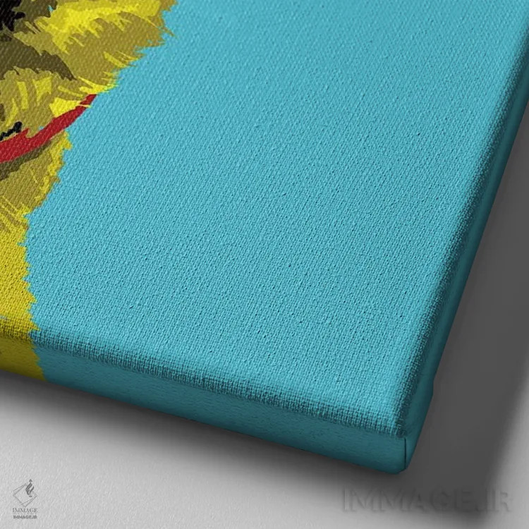 تابلو ژرمن شپرد آبی مایل به سبز ووفهول اثر گرچن کیش سرانو - نمای نزدیک بافت بوم