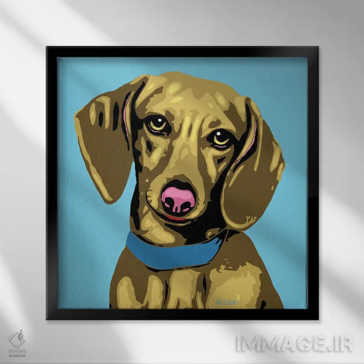 تابلو داشهوند آبی ووفهول اثر گرچن کیش سرانو - نمای قابدار مشکی