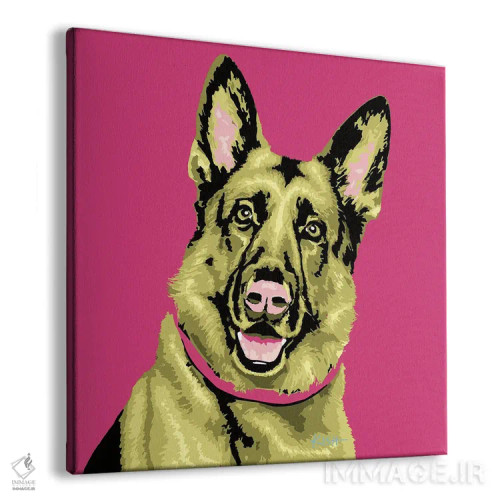 تابلو ژرمن شپرد صورتی ووفهول اثر گرچن کیش سرانو - نمای پرسپکتیو محصول