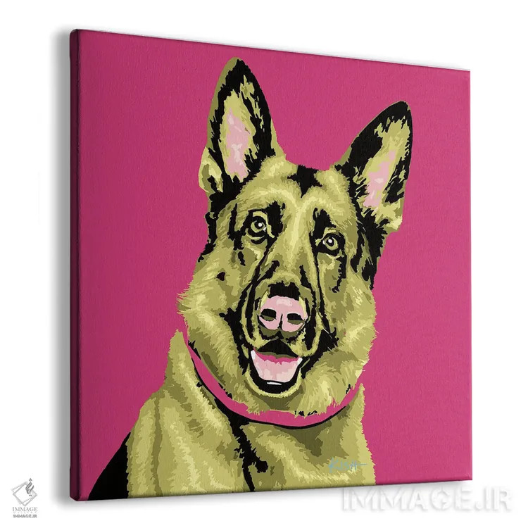 تابلو ژرمن شپرد صورتی ووفهول اثر گرچن کیش سرانو - نمای پرسپکتیو محصول