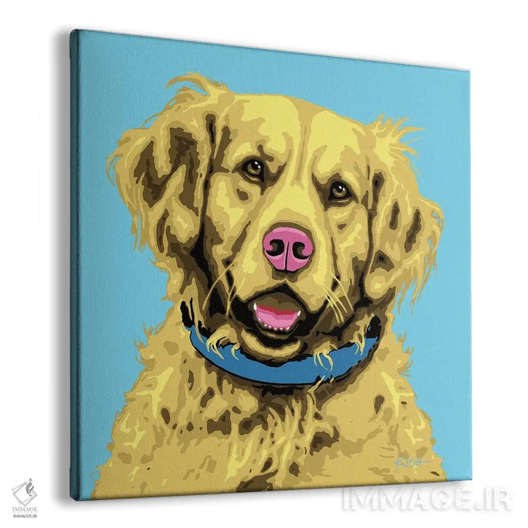 تابلو گلدن رتریور آبی ووفهول اثر گرچن کیش سرانو - نمای پرسپکتیو محصول