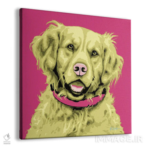 تابلو گلدن رتریور صورتی ووفهول اثر گرچن کیش سرانو - نمای پرسپکتیو محصول
