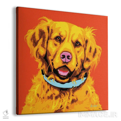 تابلو گلدن رتریور نارنجی ووفهول اثر گرچن کیش سرانو - نمای پرسپکتیو محصول