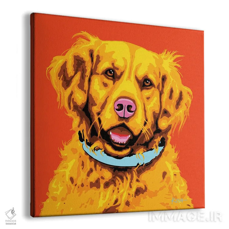 تابلو گلدن رتریور نارنجی ووفهول اثر گرچن کیش سرانو - نمای پرسپکتیو محصول