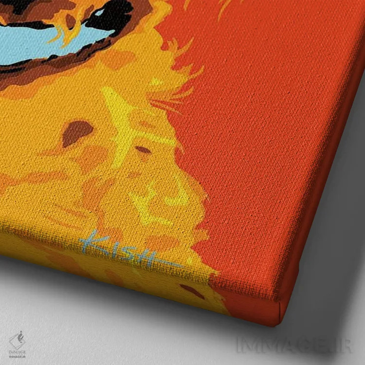 تابلو گلدن رتریور نارنجی ووفهول اثر گرچن کیش سرانو - نمای نزدیک بافت بوم