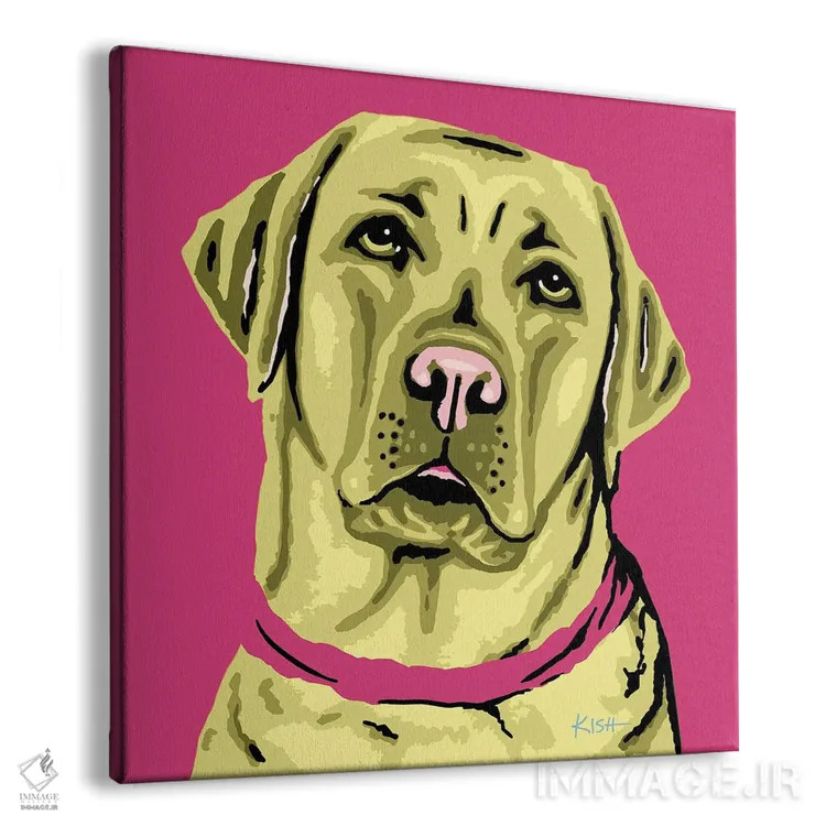 تابلو لبرادور زرد صورتی ووفهول اثر گرچن کیش سرانو - نمای پرسپکتیو محصول