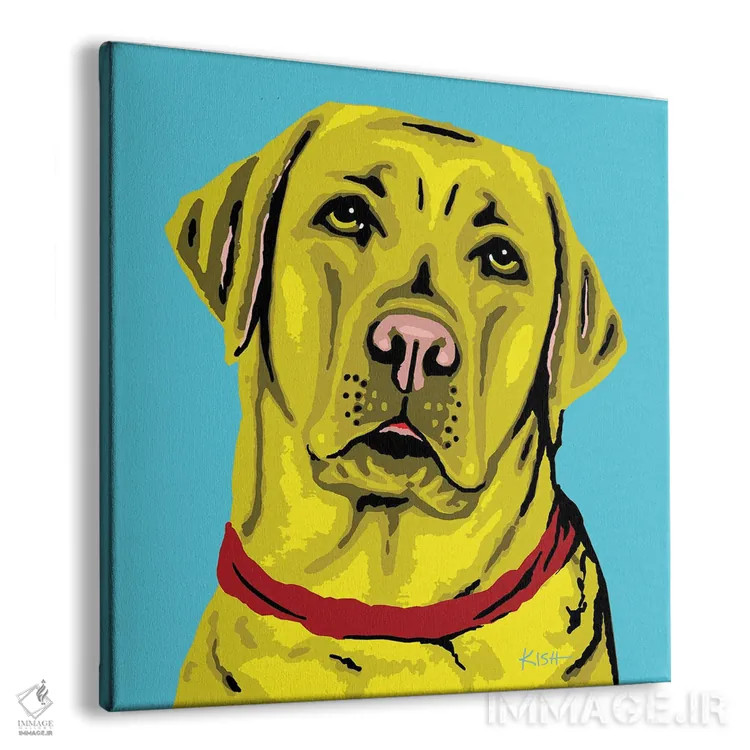 تابلو لبرادور زرد آبی مایل به سبز ووفهول اثر گرچن کیش سرانو - نمای پرسپکتیو محصول