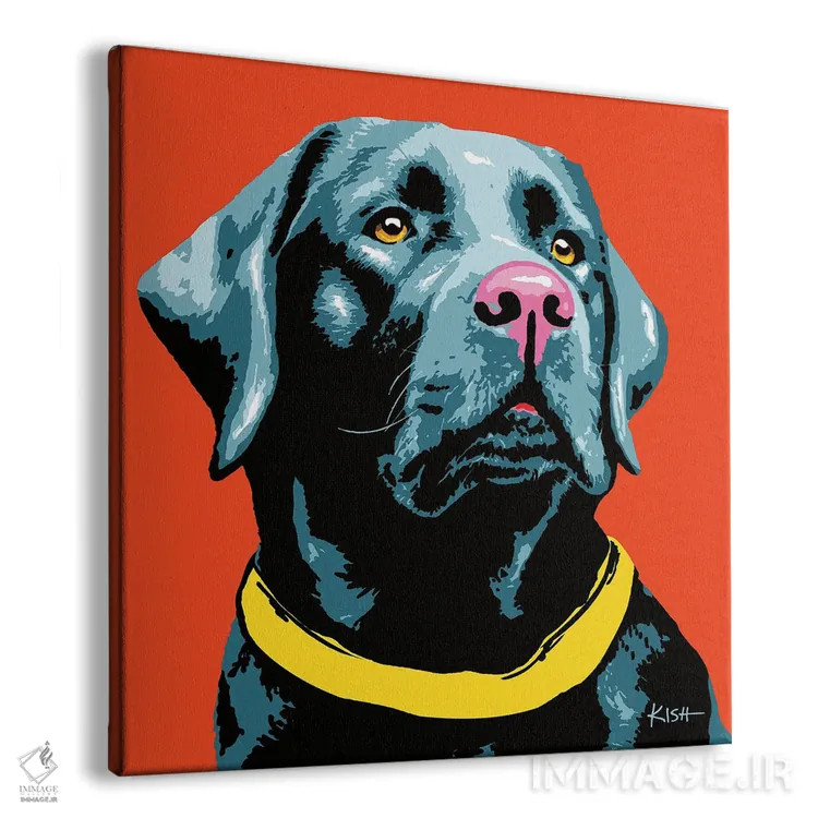 تابلو لبرادور مشکی نارنجی ووفهول اثر گرچن کیش سرانو - نمای پرسپکتیو محصول