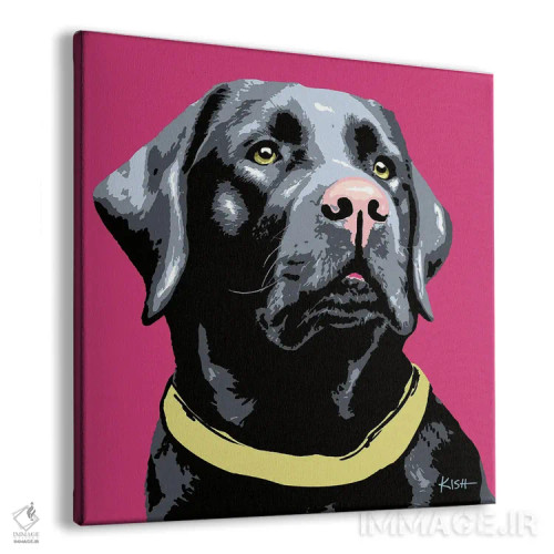 تابلو لبرادور مشکی صورتی ووفهول اثر گرچن کیش سرانو - نمای پرسپکتیو محصول