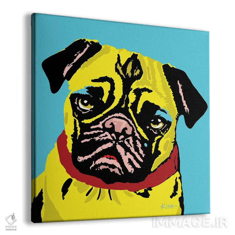 تابلو پاگ آبی مایل به سبز ووفهول اثر گرچن کیش سرانو - نمای پرسپکتیو محصول