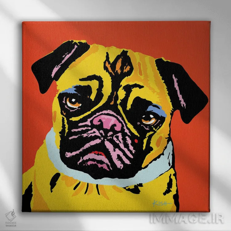 تابلو پاگ نارنجی ووفهول اثر گرچن کیش سرانو - نمای روبهرو روی دیوار