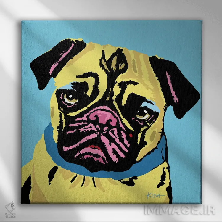 تابلو پاگ آبی ووفهول اثر گرچن کیش سرانو - نمای روبهرو روی دیوار