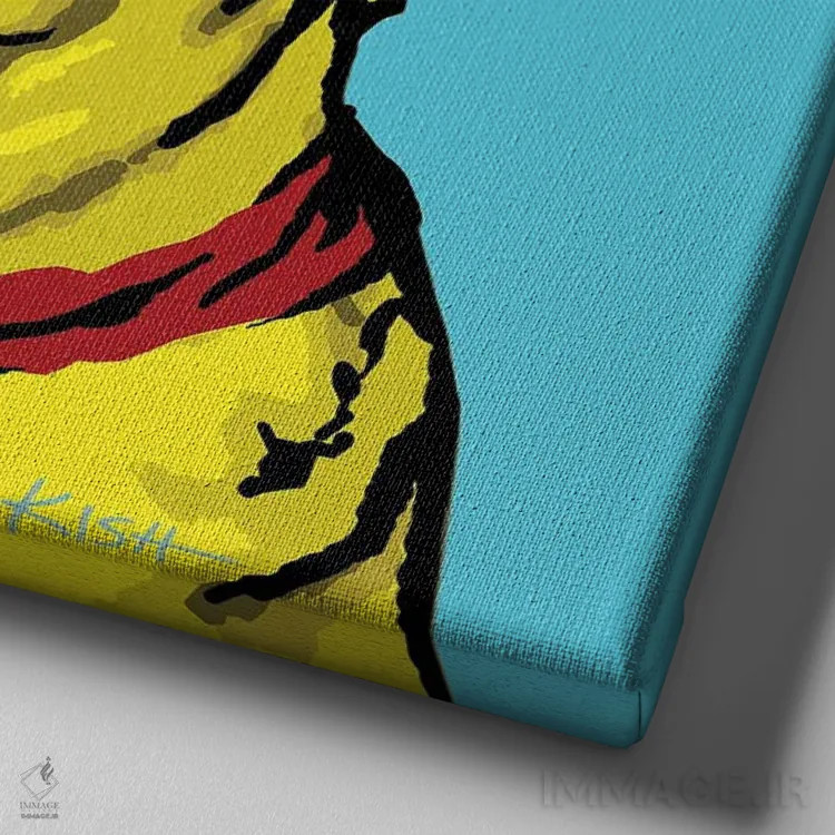 تابلو لبرادور زرد آبی مایل به سبز ووفهول اثر گرچن کیش سرانو - نمای نزدیک بافت بوم