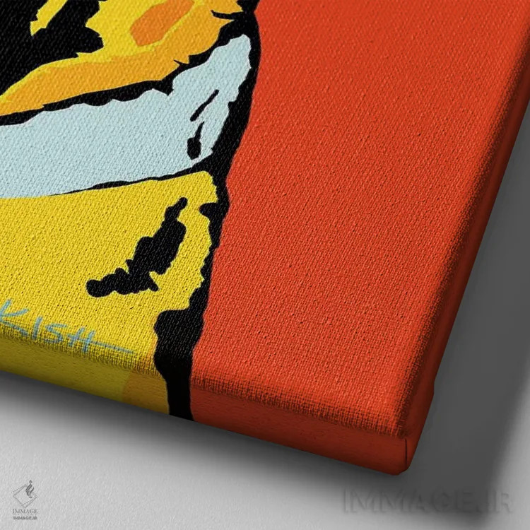 تابلو پاگ نارنجی ووفهول اثر گرچن کیش سرانو - نمای نزدیک بافت بوم