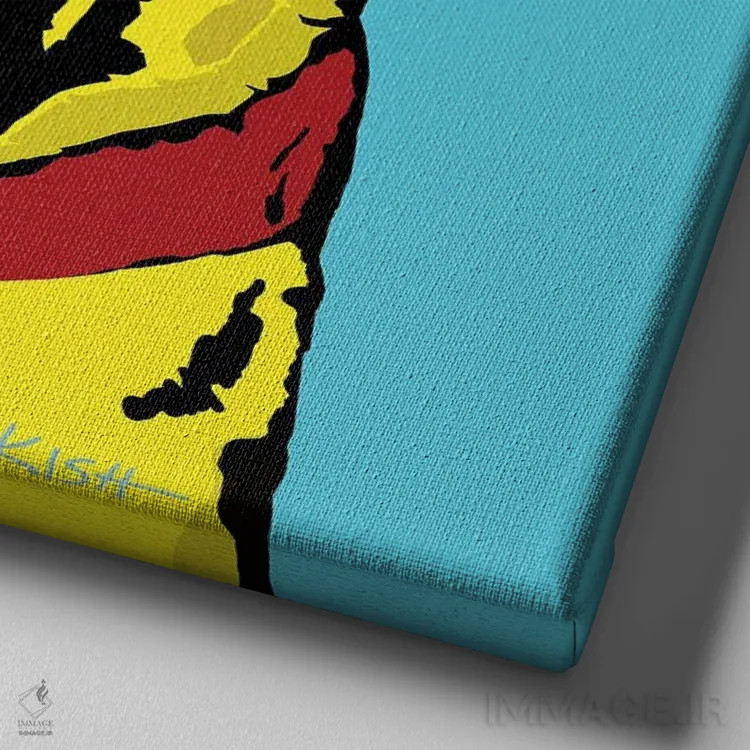 تابلو پاگ آبی مایل به سبز ووفهول اثر گرچن کیش سرانو - نمای نزدیک بافت بوم