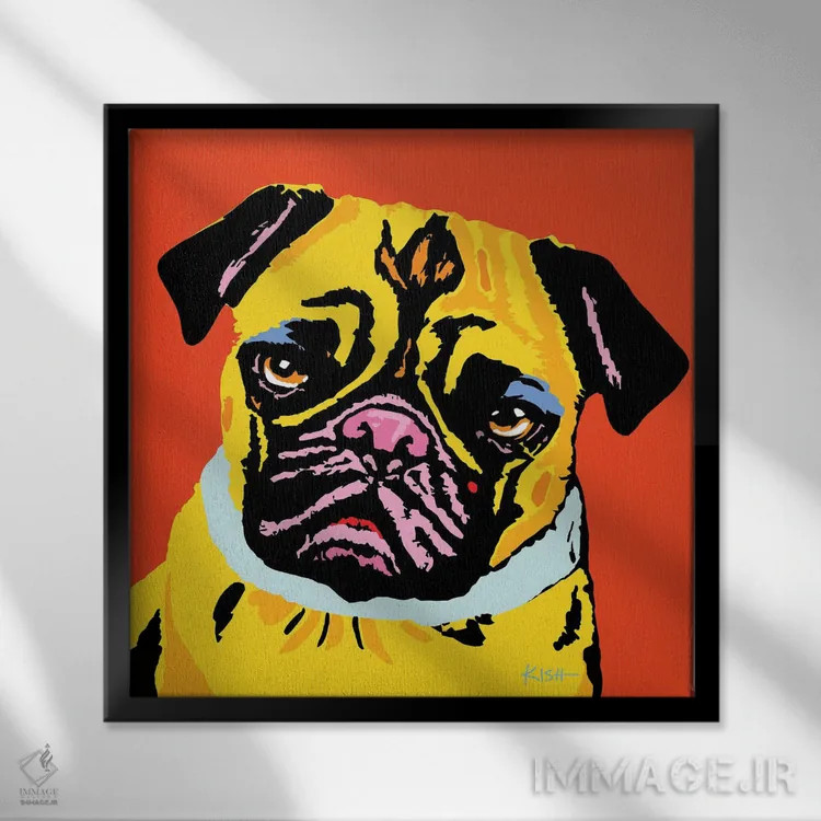 تابلو پاگ نارنجی ووفهول اثر گرچن کیش سرانو - نمای قابدار مشکی