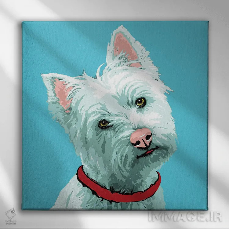 تابلو وِستی آبی مایل به سبز ووفهول اثر گرچن کیش سرانو - نمای روبهرو روی دیوار