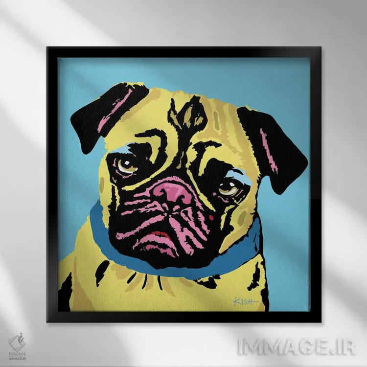 تابلو پاگ آبی ووفهول اثر گرچن کیش سرانو - نمای قابدار مشکی