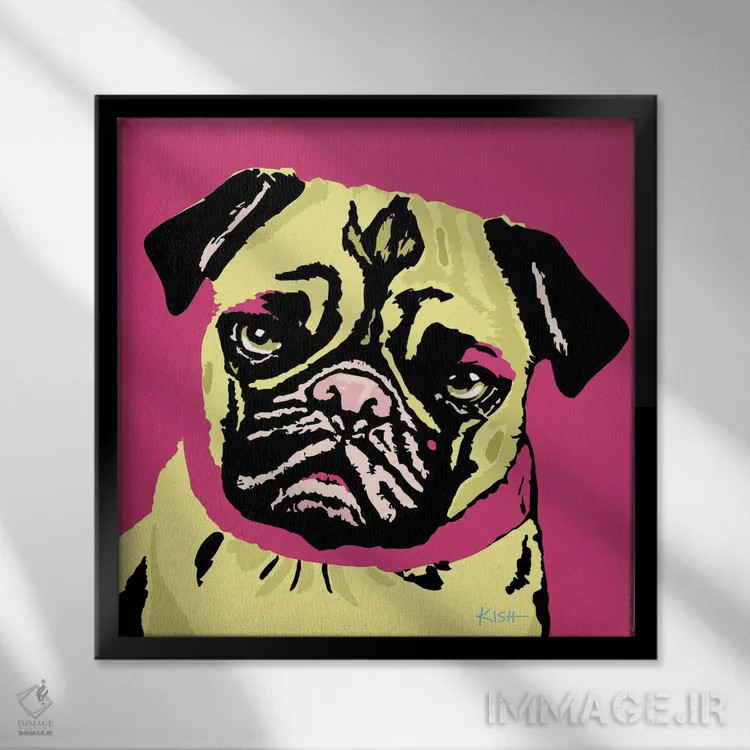 تابلو پاگ صورتی ووفهول اثر گرچن کیش سرانو - نمای قابدار مشکی