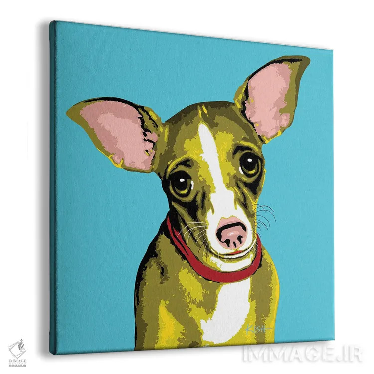 تابلو چیواوا آبی مایل به سبز ووفهول اثر گرچن کیش سرانو - نمای پرسپکتیو محصول