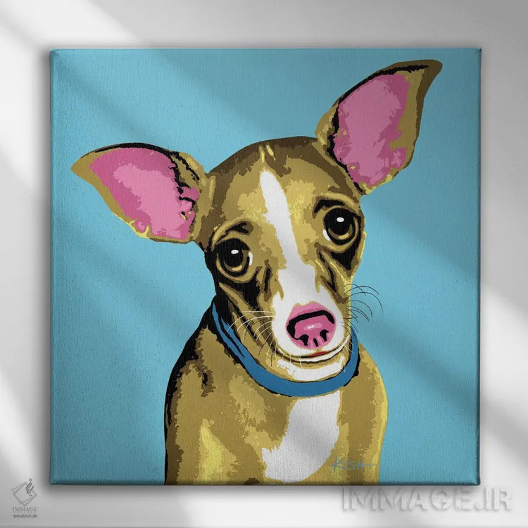 تابلو چیواوا آبی ووفهول اثر گرچن کیش سرانو - نمای روبهرو روی دیوار