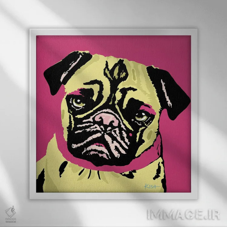 تابلو پاگ صورتی ووفهول اثر گرچن کیش سرانو - نمای قابدار سفید