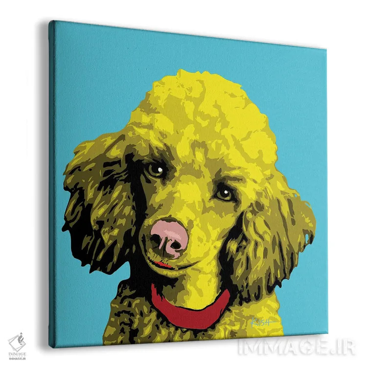 تابلو پودل آبی مایل به سبز ووفهول اثر گرچن کیش سرانو - نمای پرسپکتیو محصول