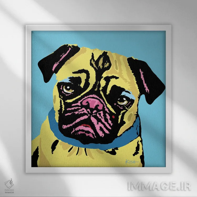 تابلو پاگ آبی ووفهول اثر گرچن کیش سرانو - نمای قابدار سفید