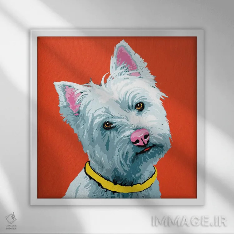 تابلو وِستی نارنجی ووفهول اثر گرچن کیش سرانو - نمای قابدار سفید