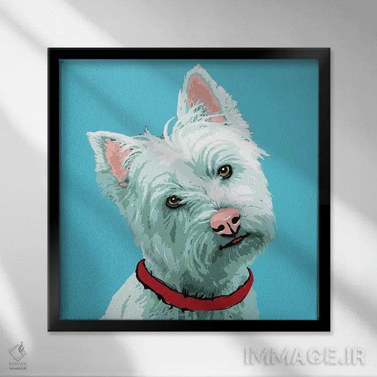 تابلو وِستی آبی مایل به سبز ووفهول اثر گرچن کیش سرانو - نمای قابدار مشکی