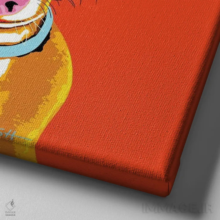 تابلو چیواوا نارنجی ووفهول اثر گرچن کیش سرانو - نمای نزدیک بافت بوم