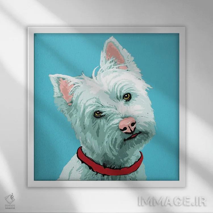 تابلو وِستی آبی مایل به سبز ووفهول اثر گرچن کیش سرانو - نمای قابدار سفید