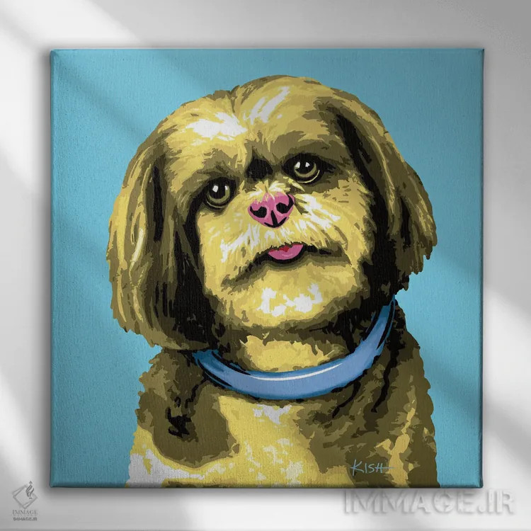 تابلو شیهتزو آبی ووفهول اثر گرچن کیش سرانو - نمای روبهرو روی دیوار